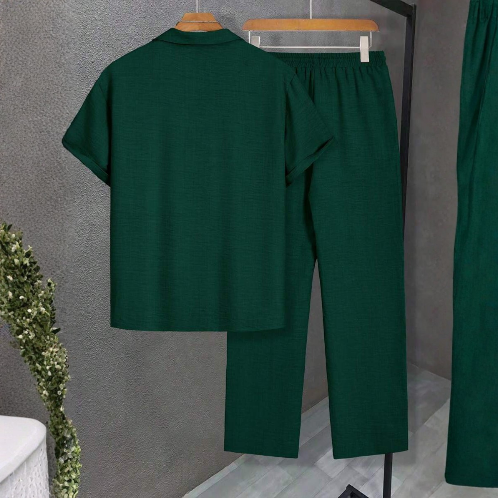 Short Sleeve Shirt And Long Pants Set For Men