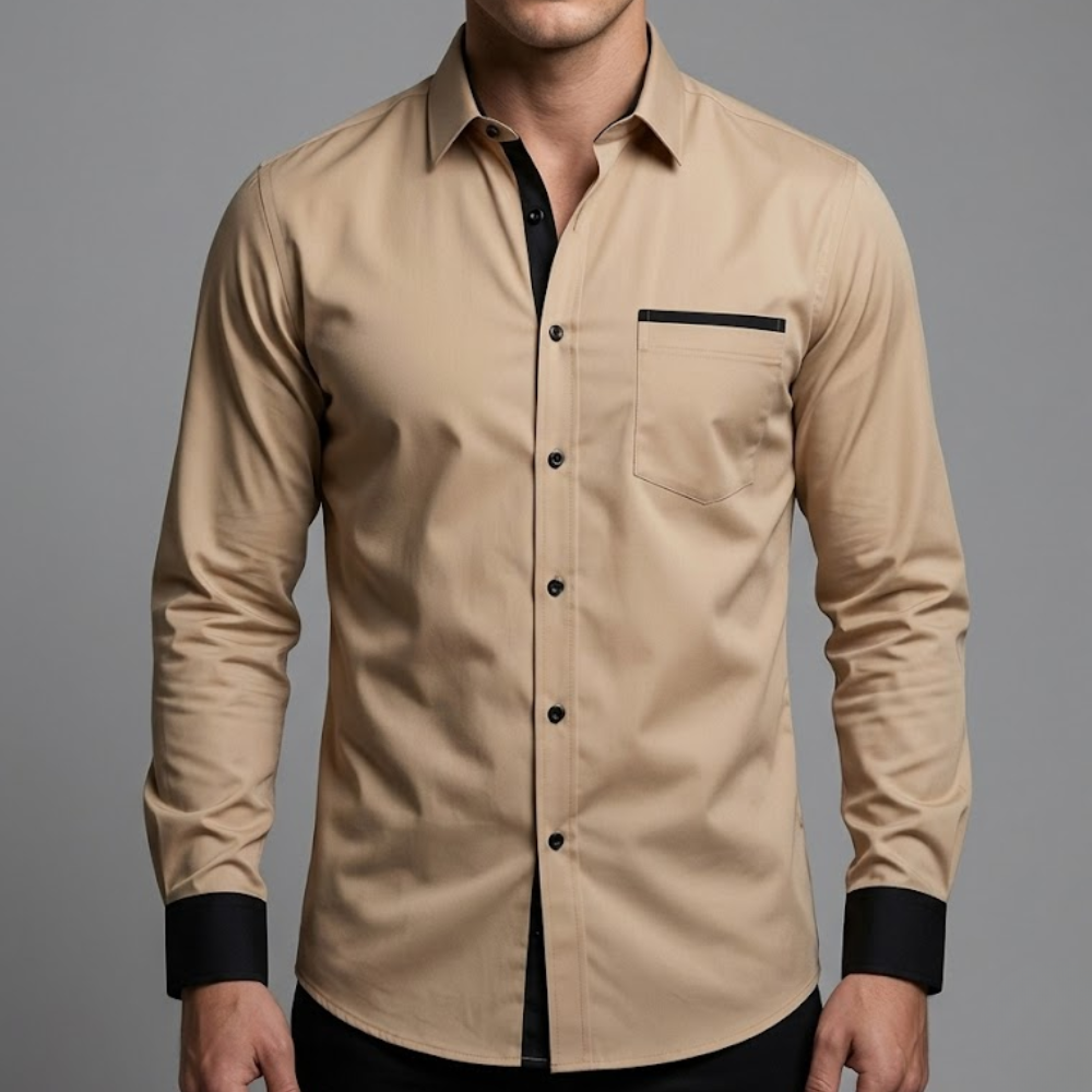 Front Button Long Sleeve Casual Shirt With Pocket For Men