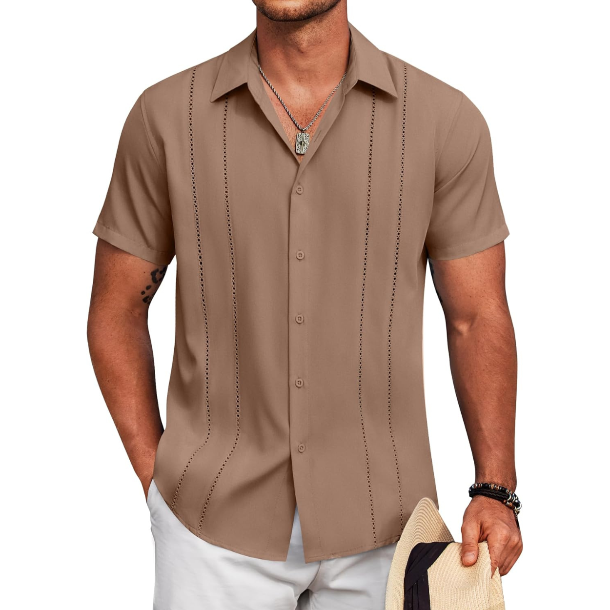 Summer Beach Guayabera Button Down Shirt