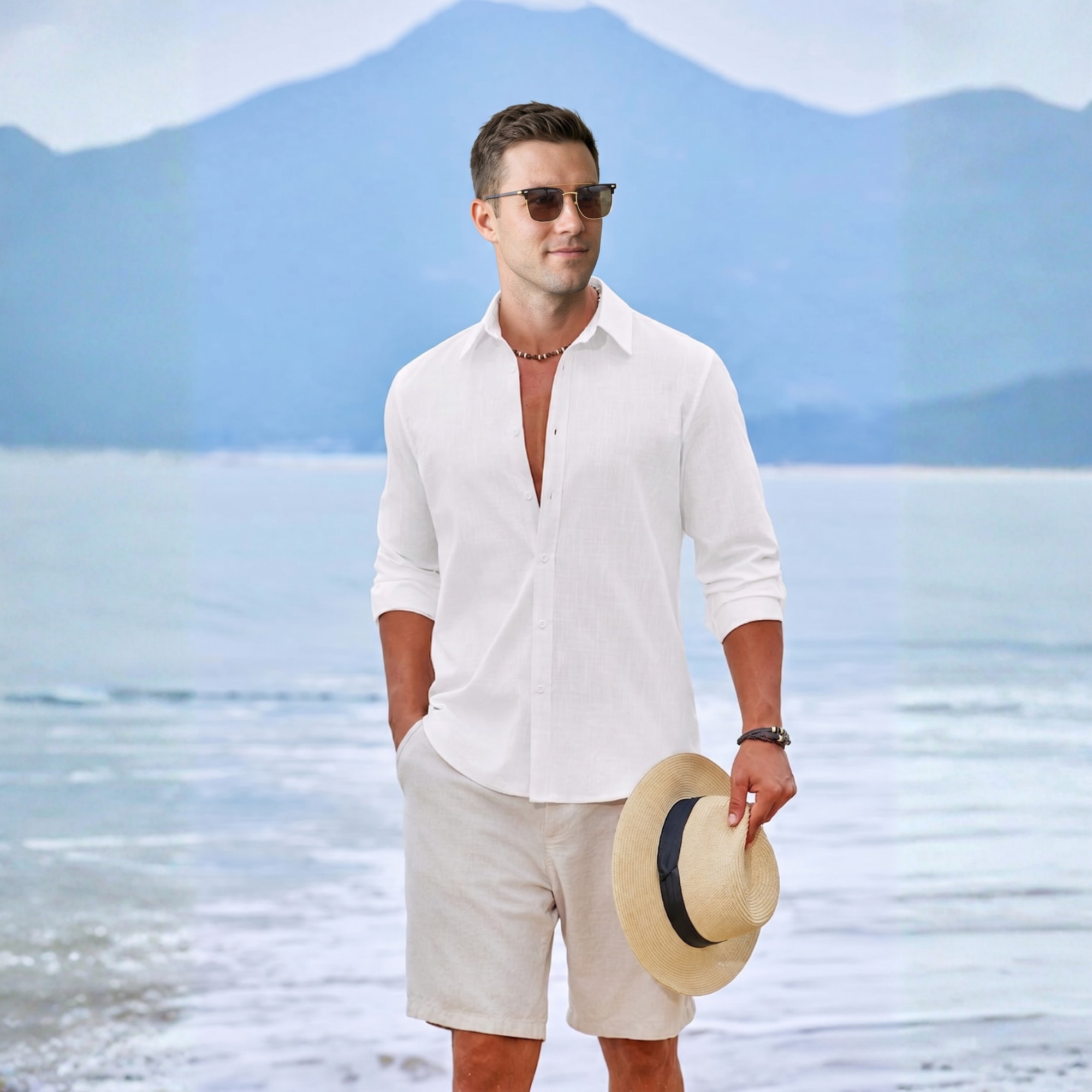 Long Sleeve Casual Linen Cotton Shirt