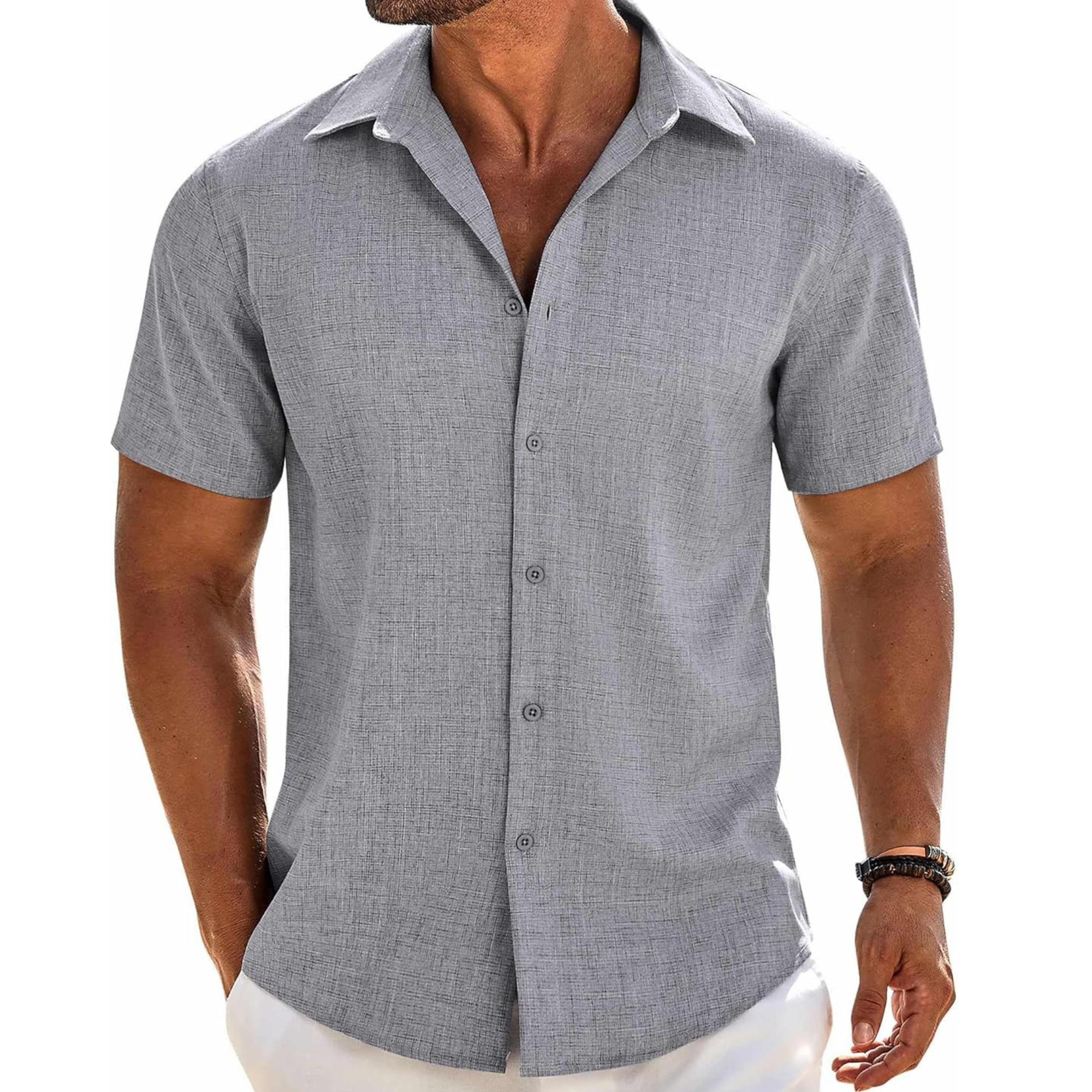 Casual Button Down Linen Summer Beach Shirt
