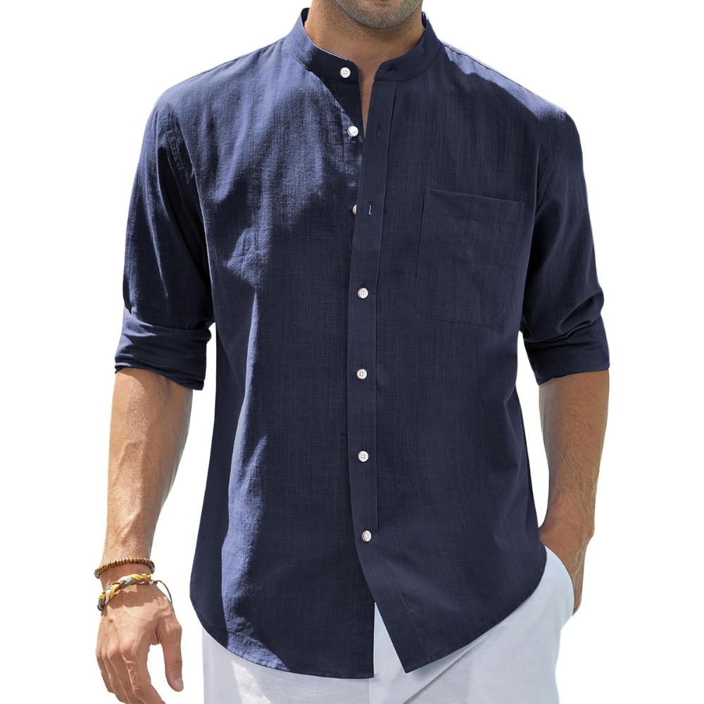 Casual Button Down Linen Shirt for Men