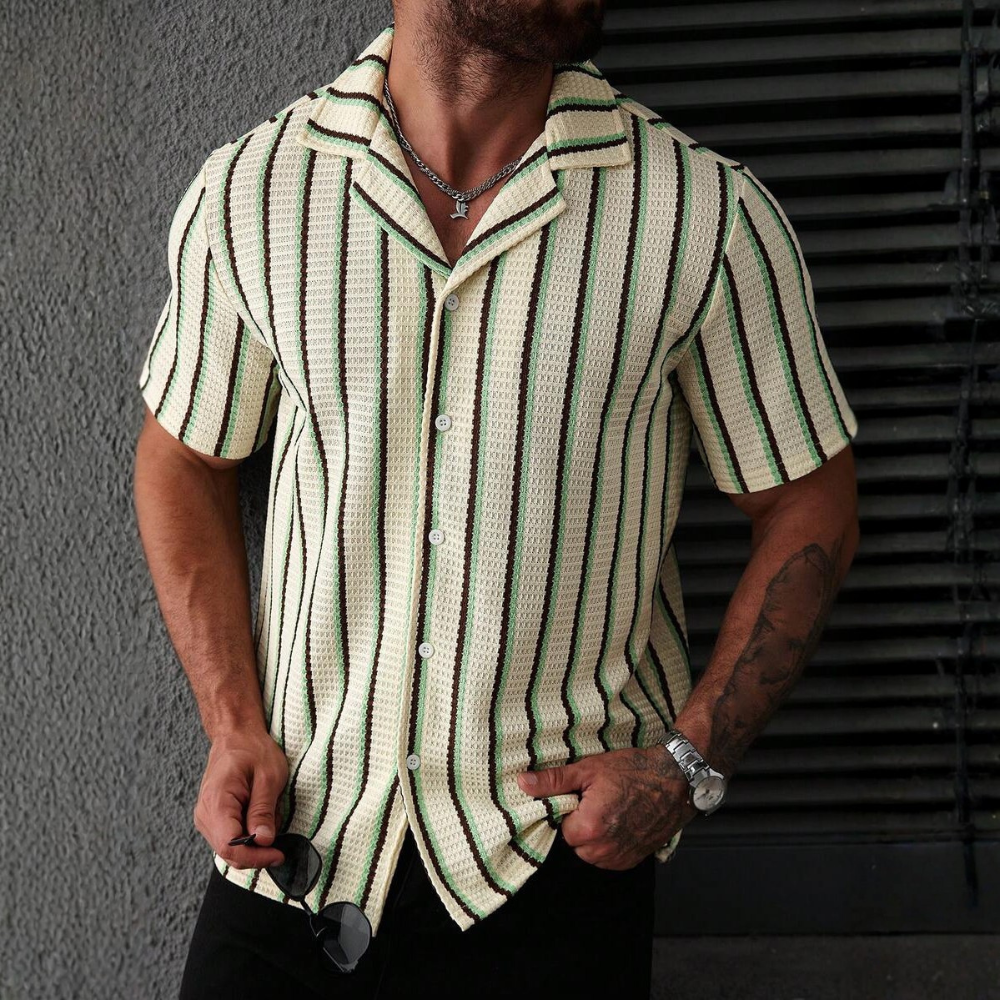 Casual Knit Jacquard Versatile Loose Shirt For Men