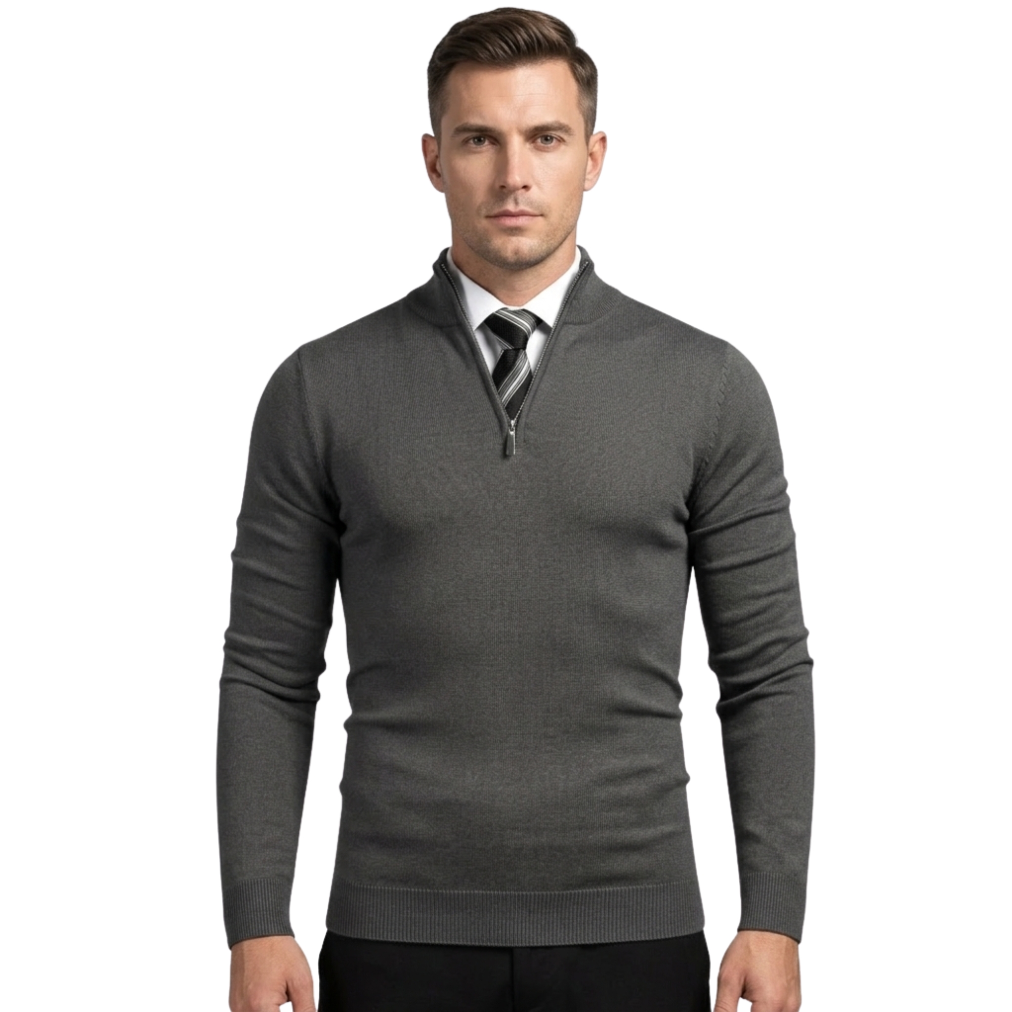 Slim Fit Quarter Zip Knit Pullover