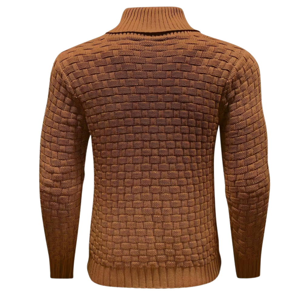 Casual Waffle Knit Lapel Button Sweater For Men
