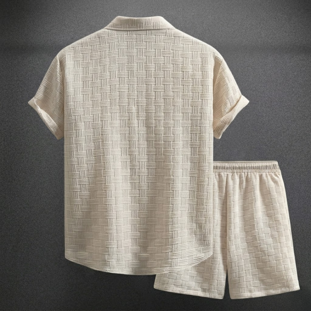 Button Up Shirt And Shorts Set For Men