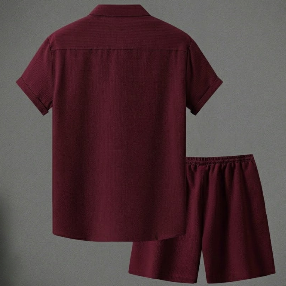 Casual Vacation Themed Short Sleeve Shirt And Shorts Set For Men
