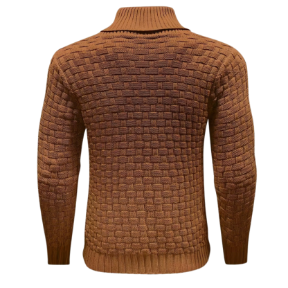 Casual Waffle Knit Lapel Button Sweater For Men