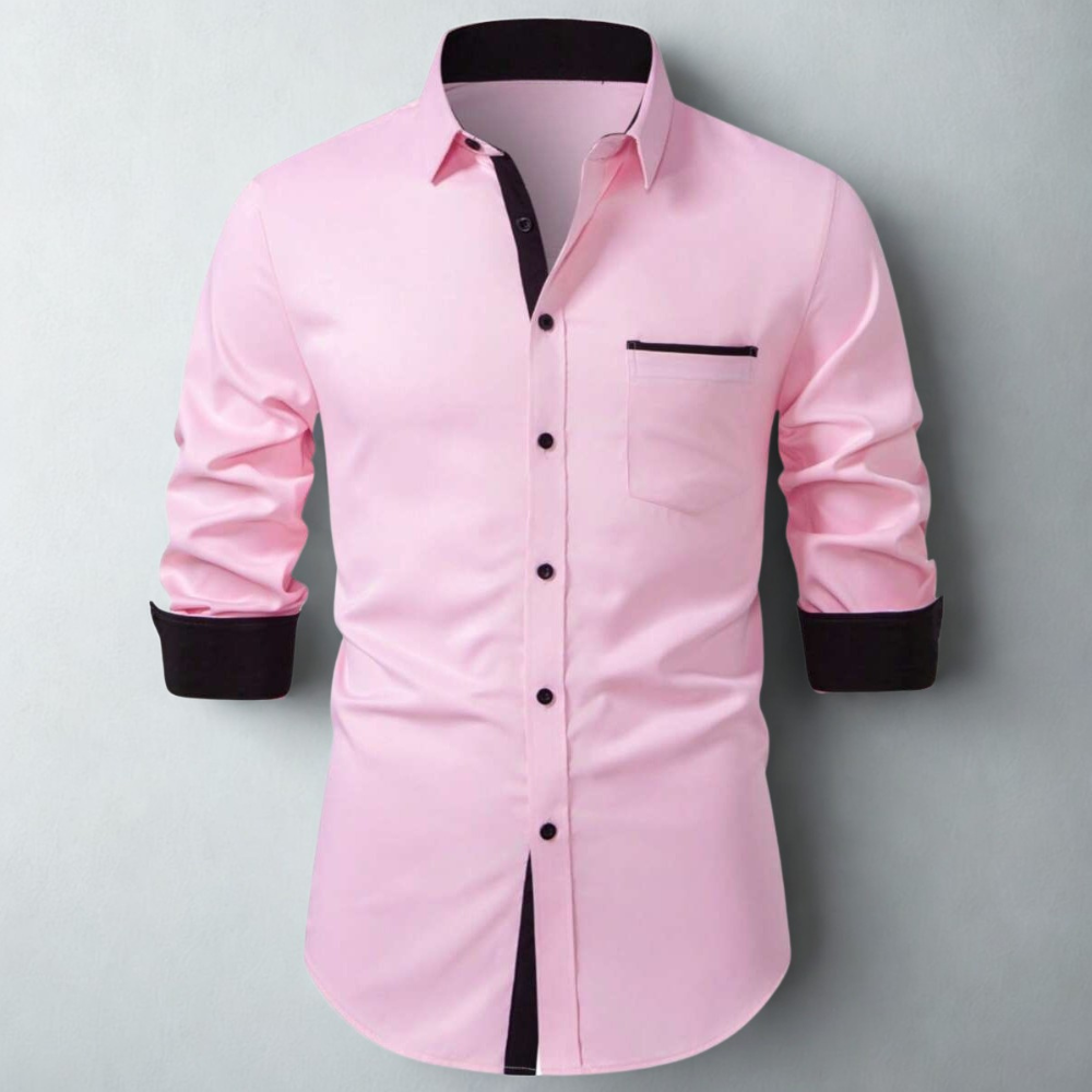Front Button Long Sleeve Casual Shirt With Pocket For Men