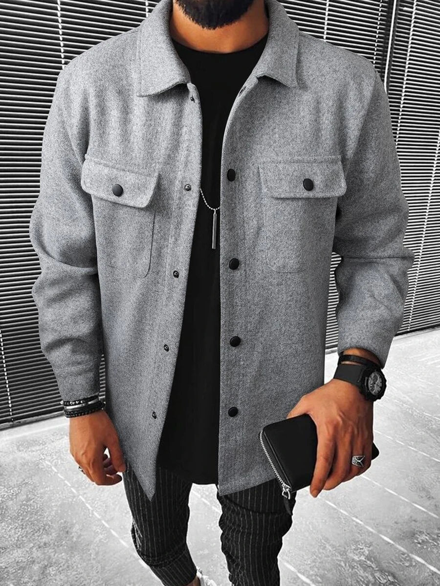 Casual Overcoat With Front Flap Pockets