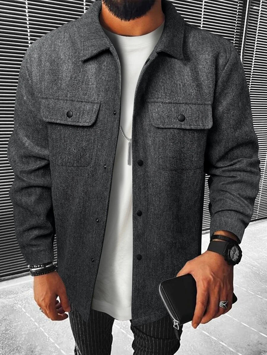 Casual Overcoat With Front Flap Pockets