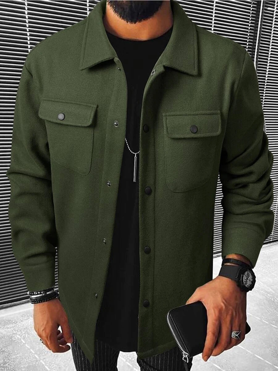 Casual Overcoat With Front Flap Pockets