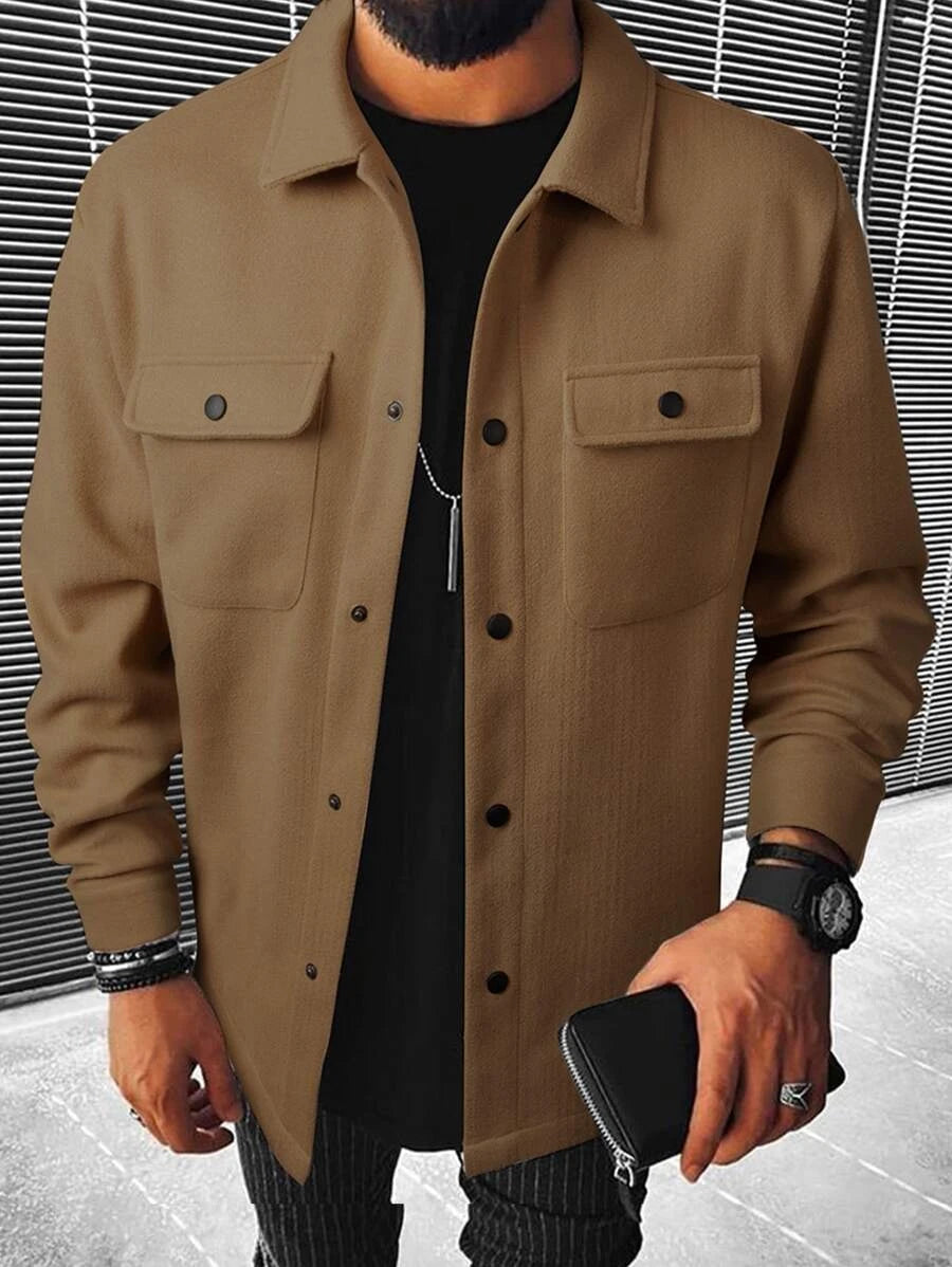 Casual Overcoat With Front Flap Pockets