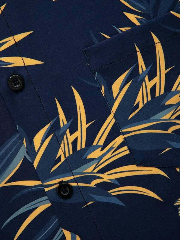 Tropical Print Pattern Shirt With Shorts