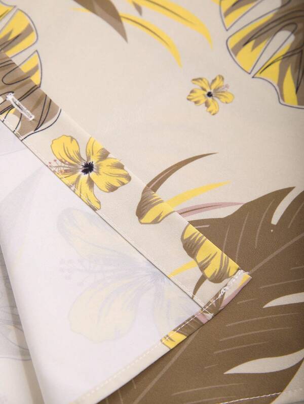 Tropical Print Pattern Shirt With Shorts