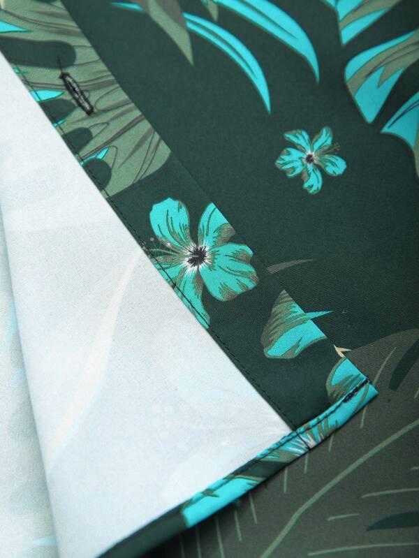 Tropical Print Pattern Shirt With Shorts