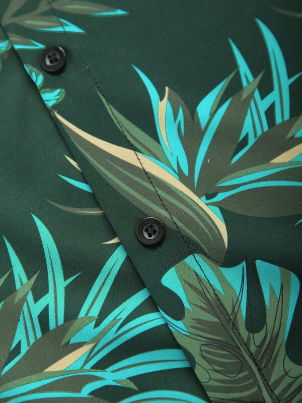 Tropical Print Pattern Shirt With Shorts