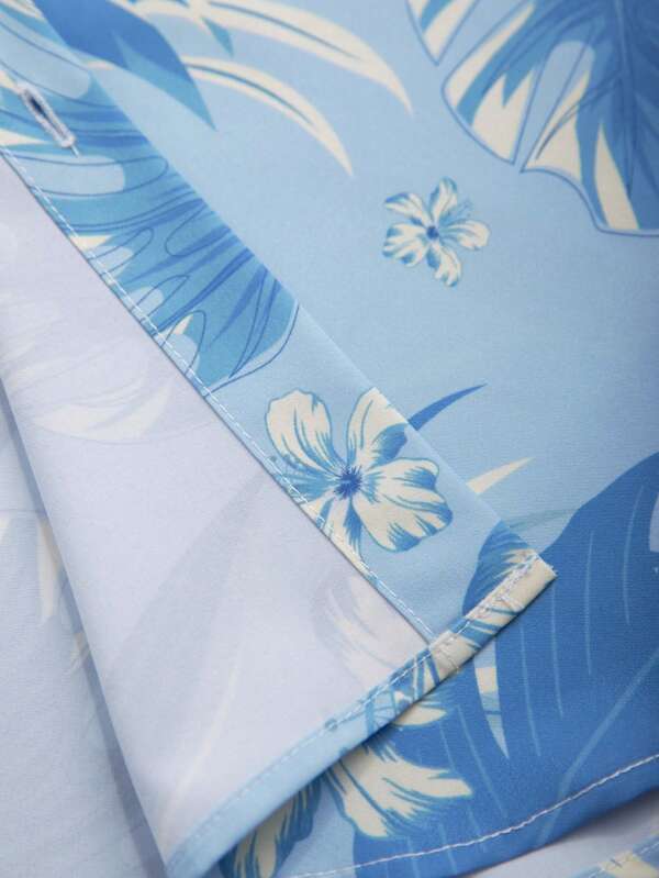 Tropical Print Pattern Shirt With Shorts