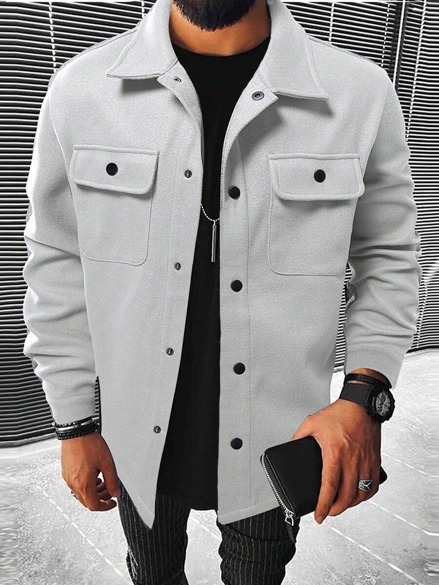Casual Overcoat With Front Flap Pockets