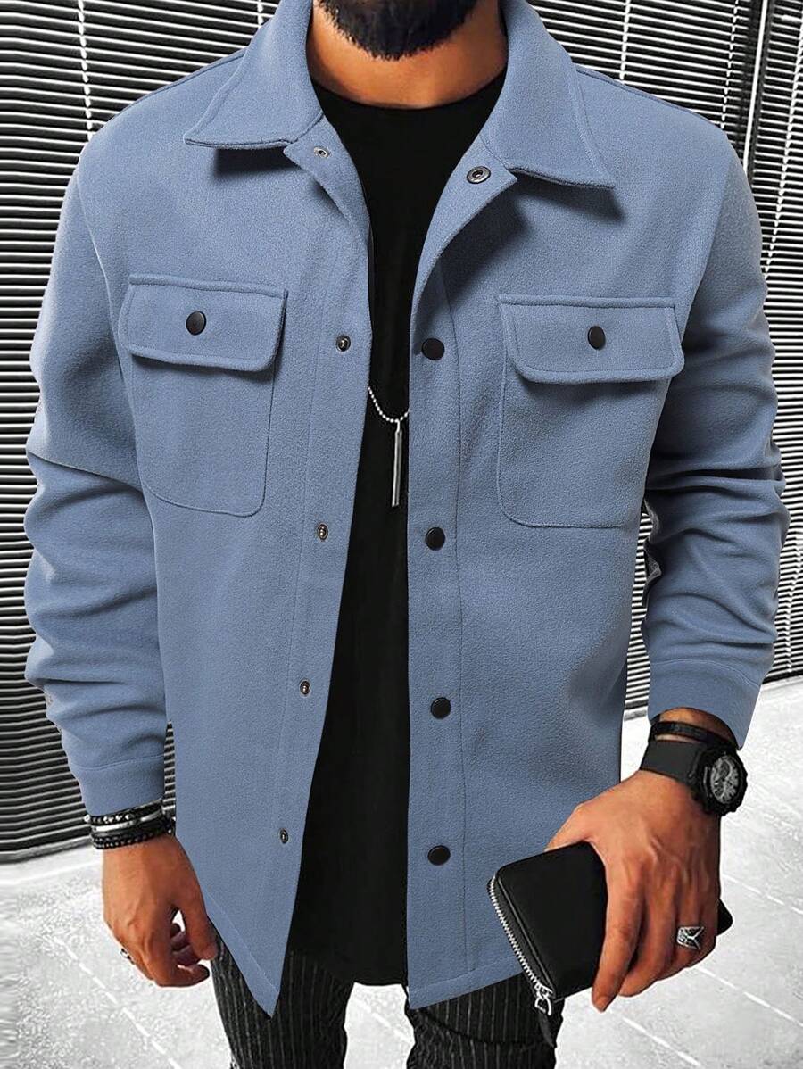 Casual Overcoat With Front Flap Pockets