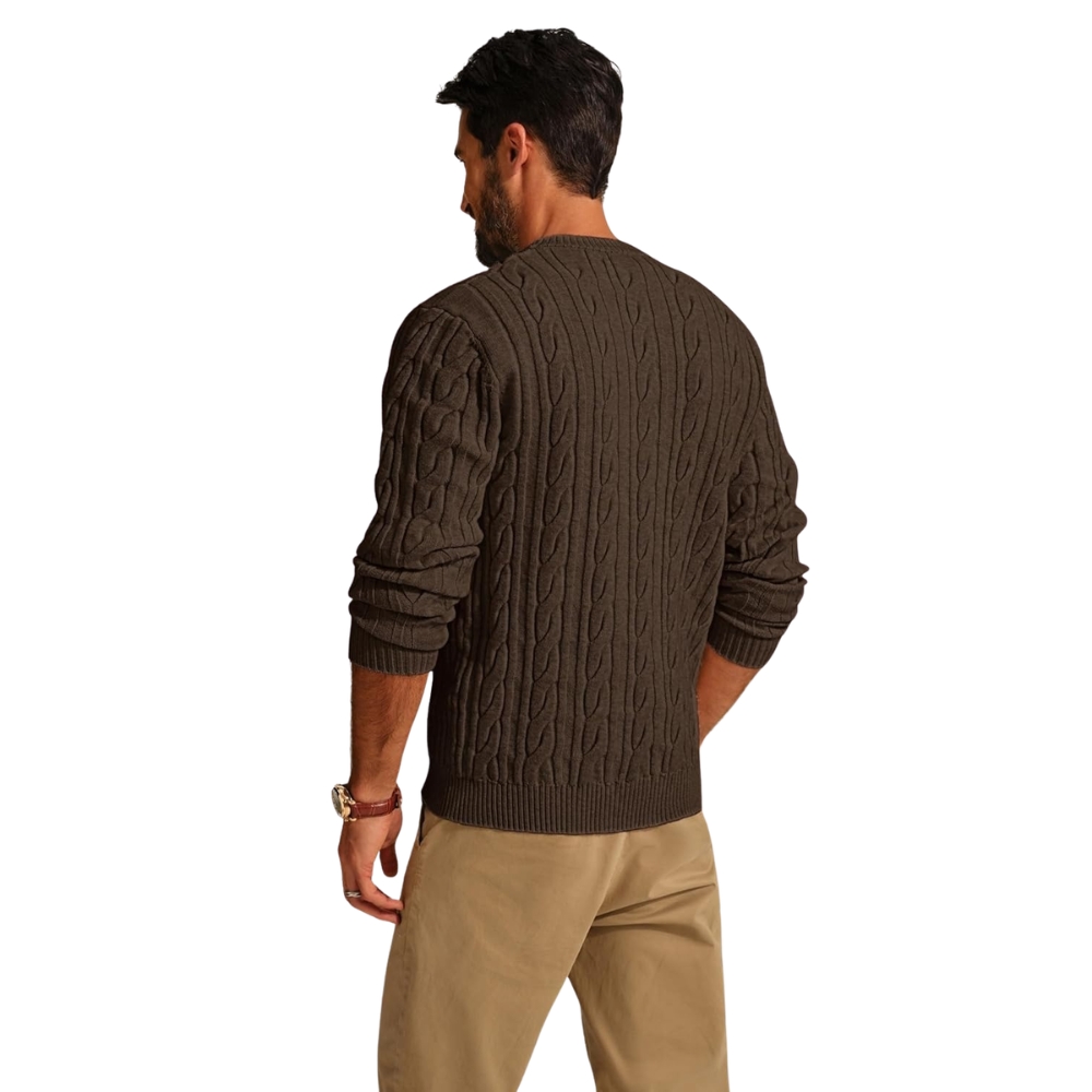 Mens Sweater Crewneck Cable Knit Pullover Sweater Casual Twist Textured Sweaters