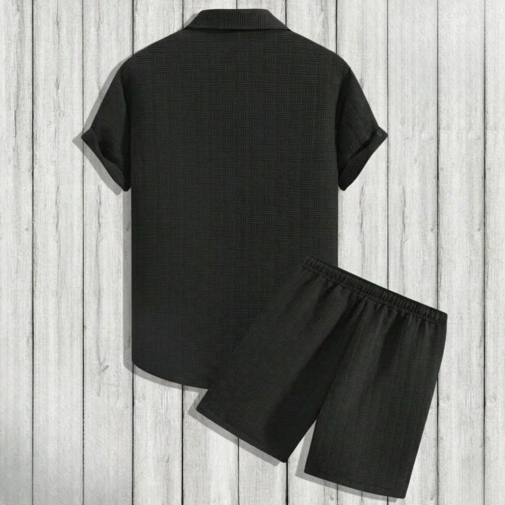 Button Up Shirt And Shorts Set For Men