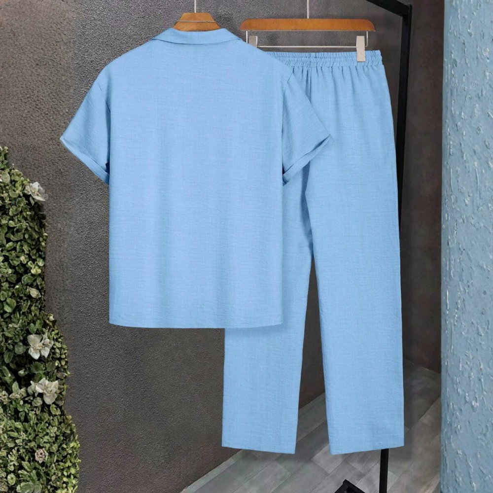 Short Sleeve Shirt And Long Pants Set For Men