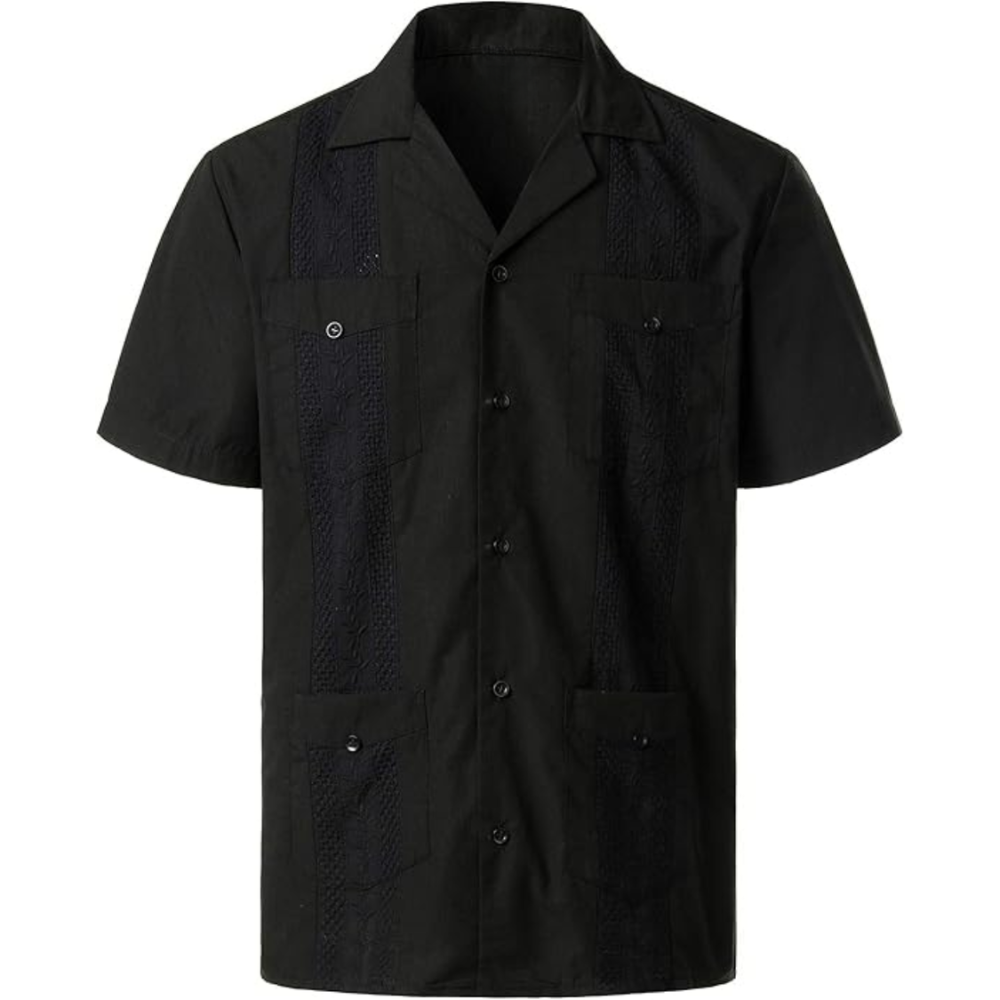 Short Sleeve Cuban Guayabera Button Down Shirt For Men