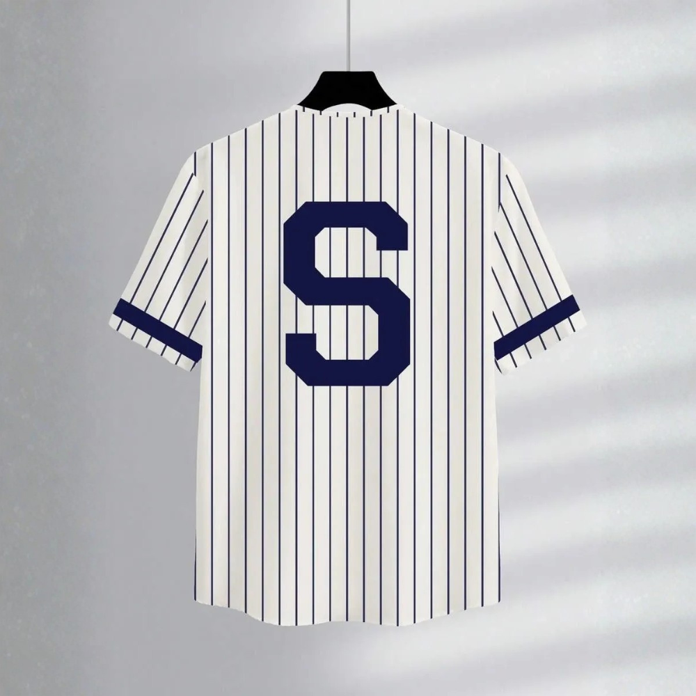 Baseball Jersey Style Print Short Sleeve Shirt For Men