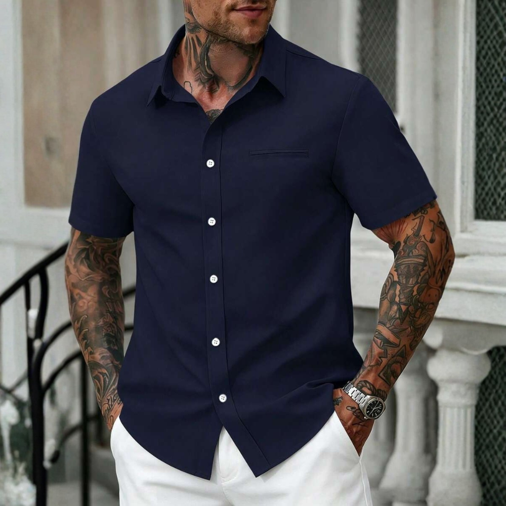 Casual Business Short Sleeve Formal Office Daily Work Shirt For Men