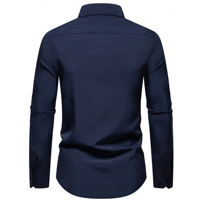 Casual Solid Formal Long Sleeve Dress For Men