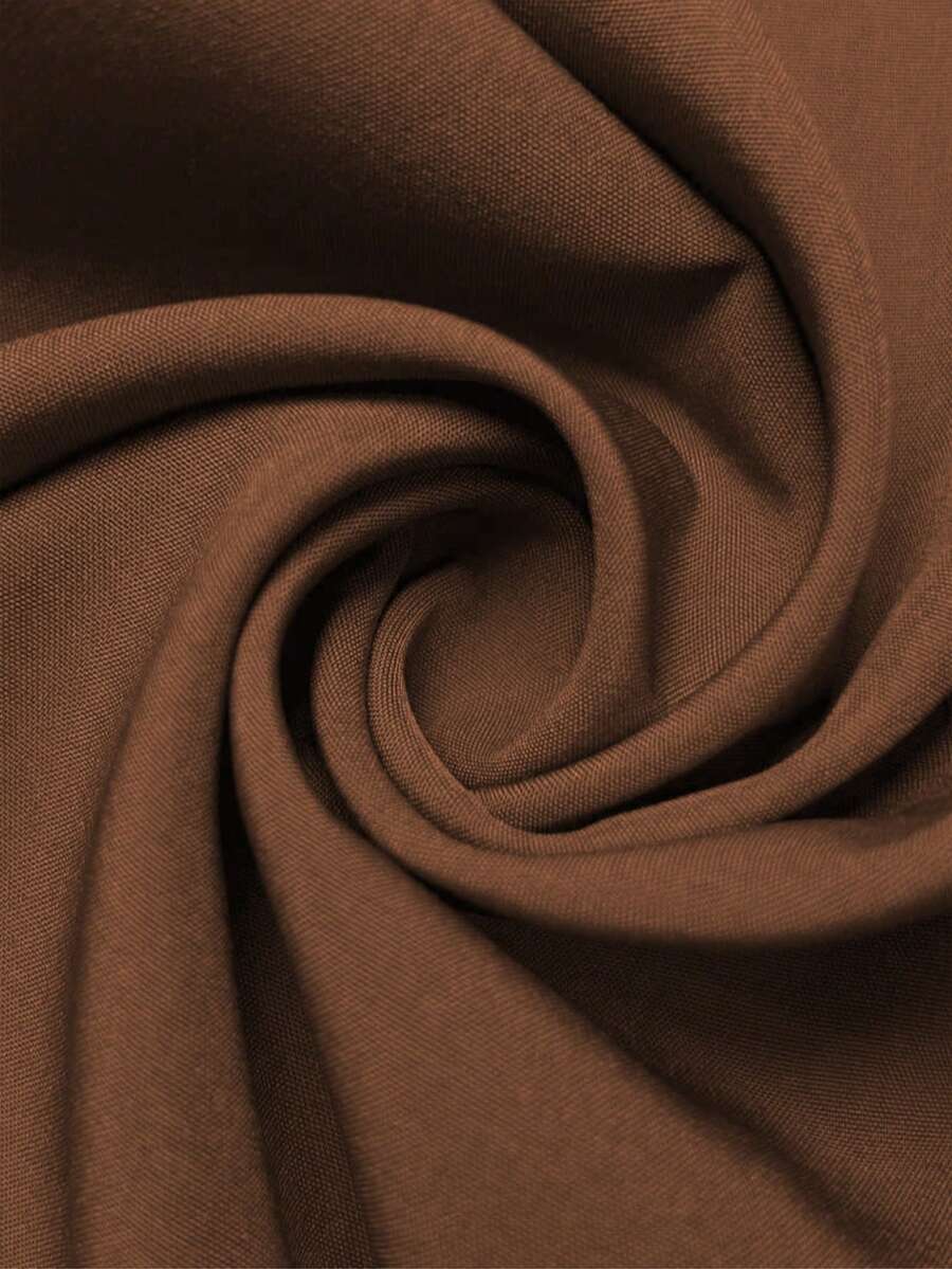 Men's Solid Color Regular Shoulder Long Sleeve Single-Breasted Casual Dress Shirt, For Fall - Brown - View 5