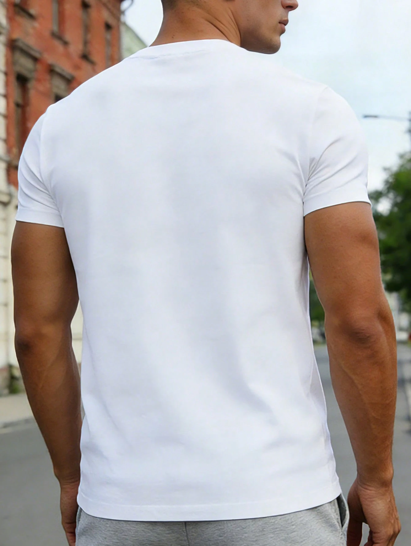 Minimalist Letter Line Print Plus Size Casual Tee For Men