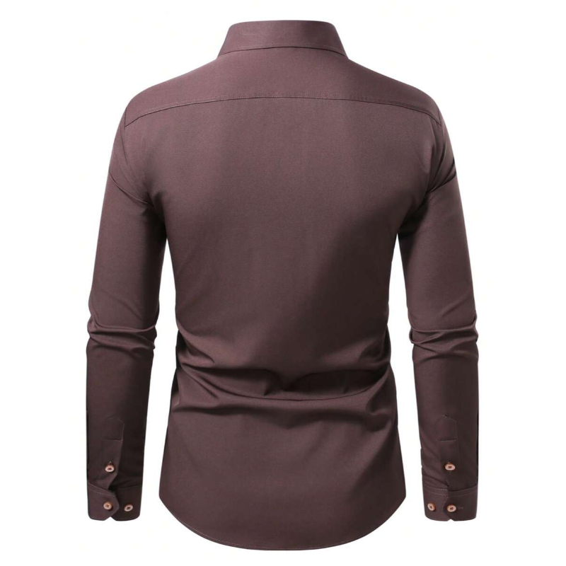 Casual Solid Formal Long Sleeve Dress For Men