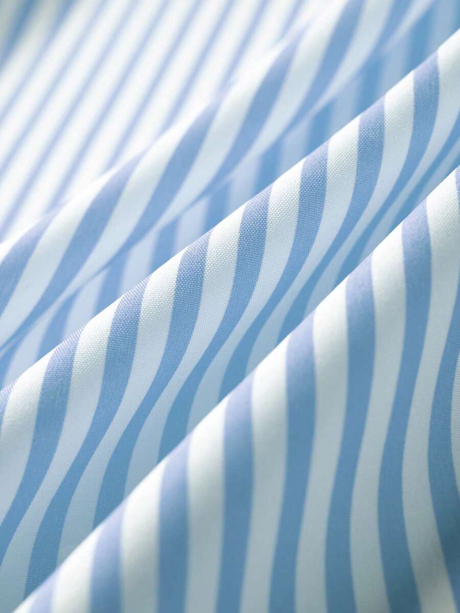 Airaco Men's Blue And White Striped Stripe Print Drop Shoulder Short Sleeve Shirt Vacation Summer Casual Vacation - Blue - View 6