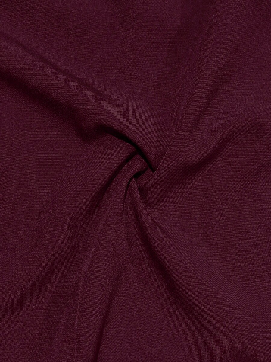 Manfinity Mode Men's Burgundy Business Casual Shirt,Solid Color Long Sleeve Button Down Formal Shirts For Office,Autumn Fashion Daily Wear & Party Gift,Ceremony - Burgundy - View 3