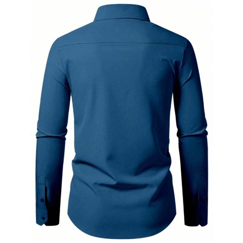 Casual Solid Formal Long Sleeve Dress For Men