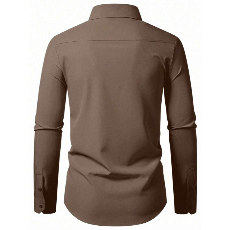 Casual Solid Formal Long Sleeve Dress For Men