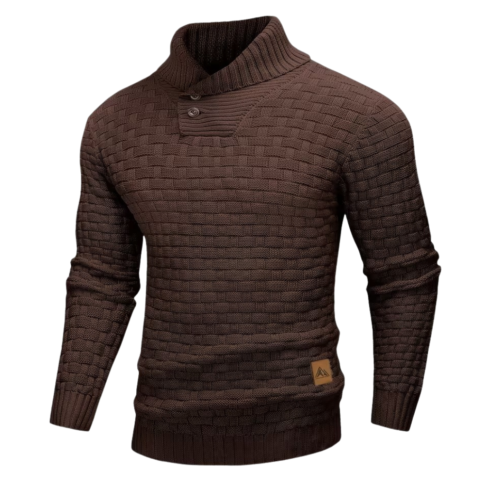 Casual Waffle Knit Lapel Button Sweater For Men