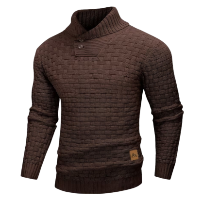 Casual Waffle Knit Lapel Button Sweater For Men