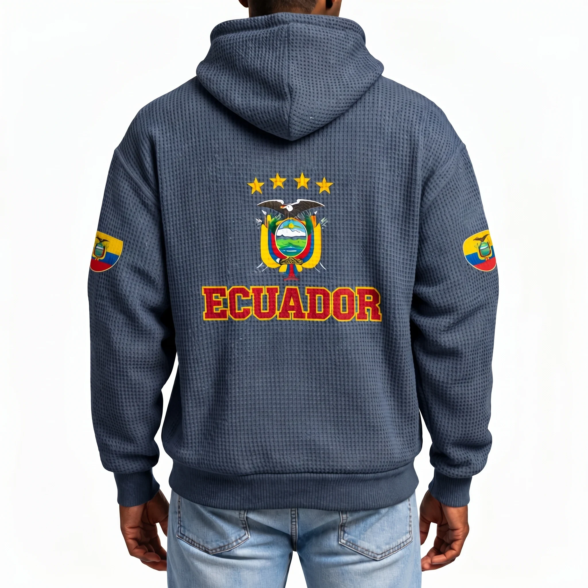 Ecuador Printed Waffle Quarter Zip Football Fan Hoodie