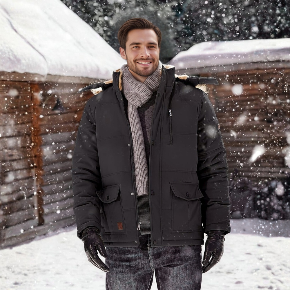 Men's Winter Jacket with Hood Water Repellent Windproof Thicken Parka Winter Coat