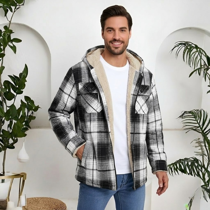 Winter Flannel Zip Up Hoodie For Men
