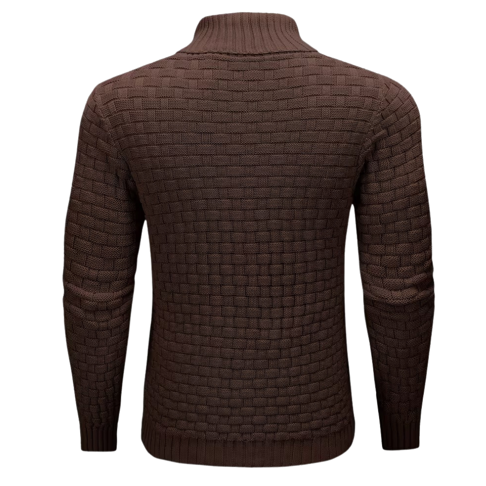 Casual Waffle Knit Lapel Button Sweater For Men