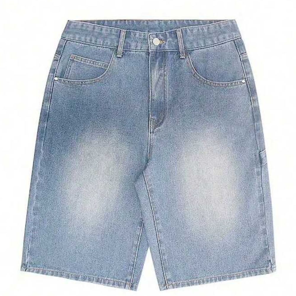 Loose Wide Denim Bermuda Shorts For Men