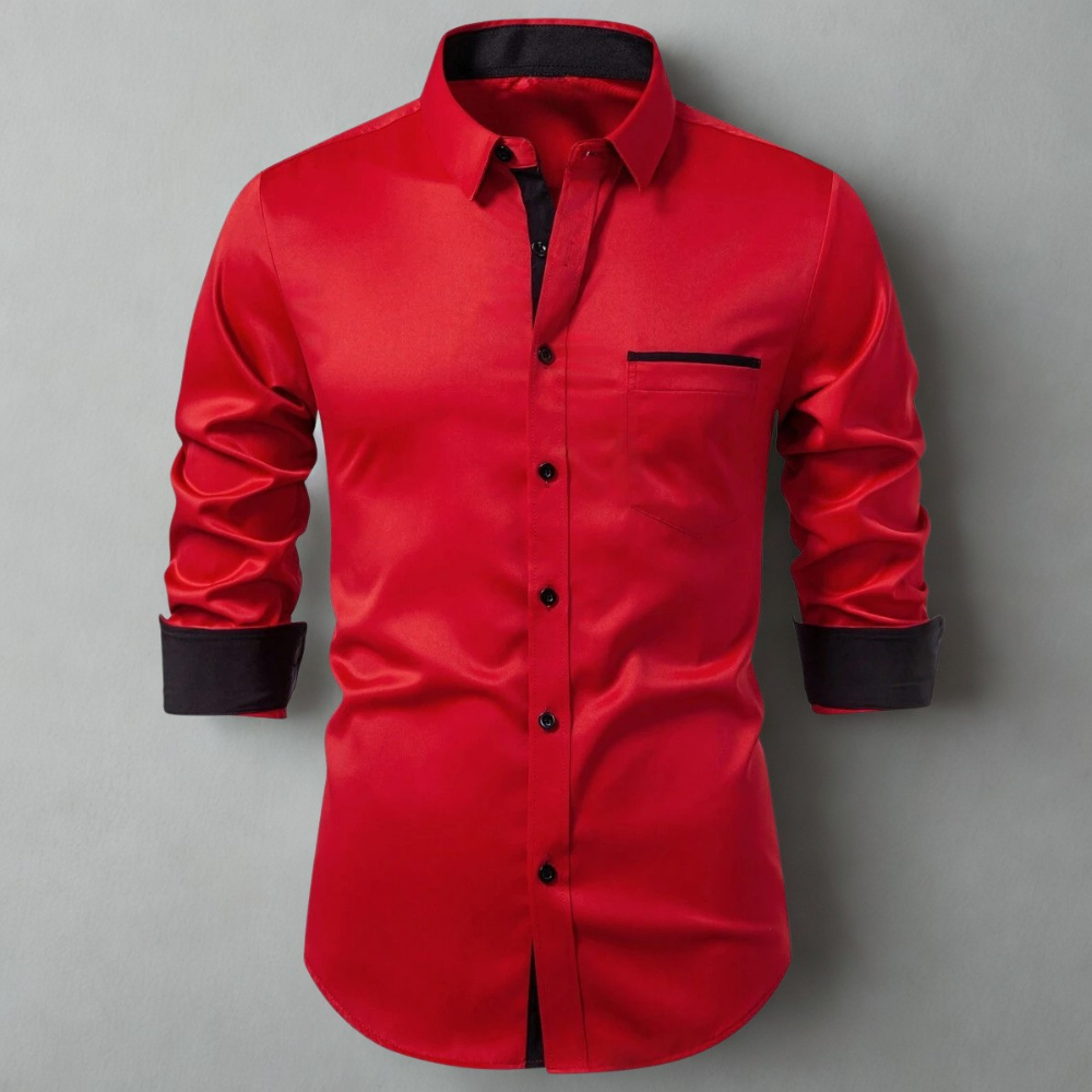 Front Button Long Sleeve Casual Shirt With Pocket For Men