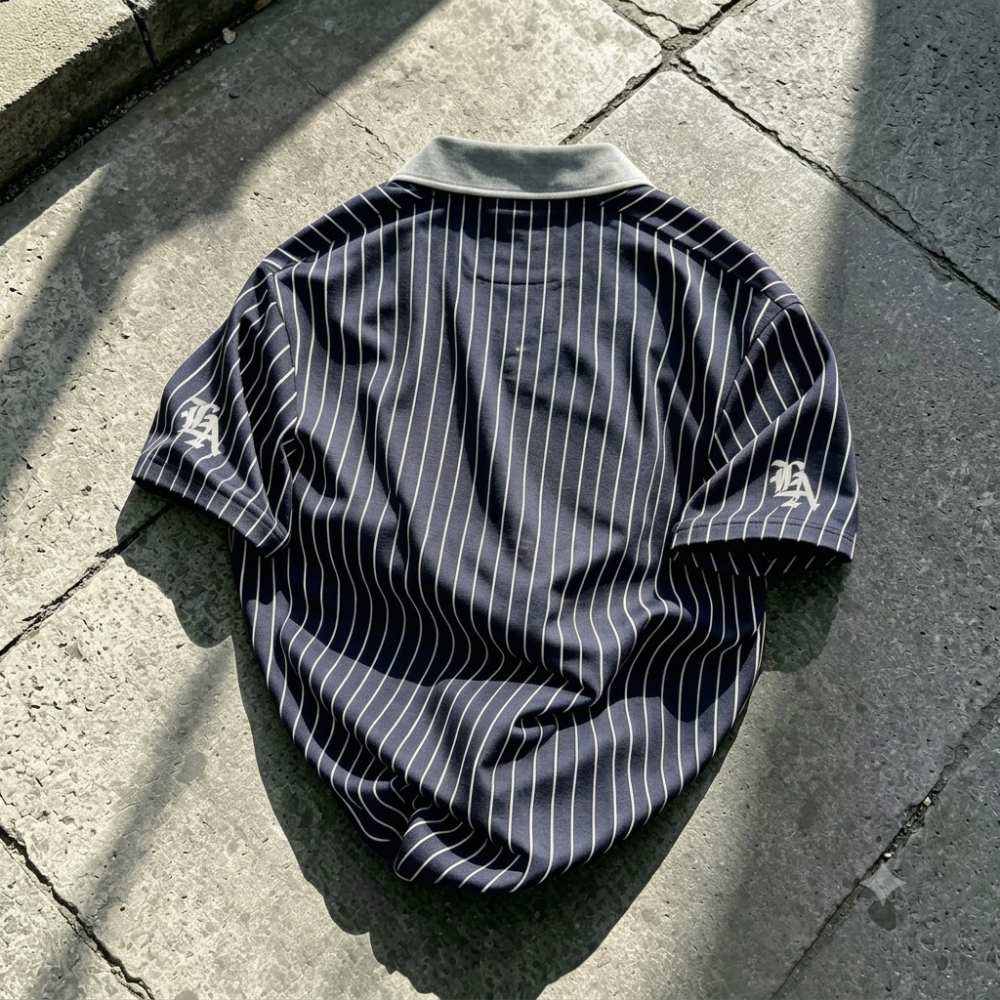 Casual Striped Letter Print Polo Shirt For Men
