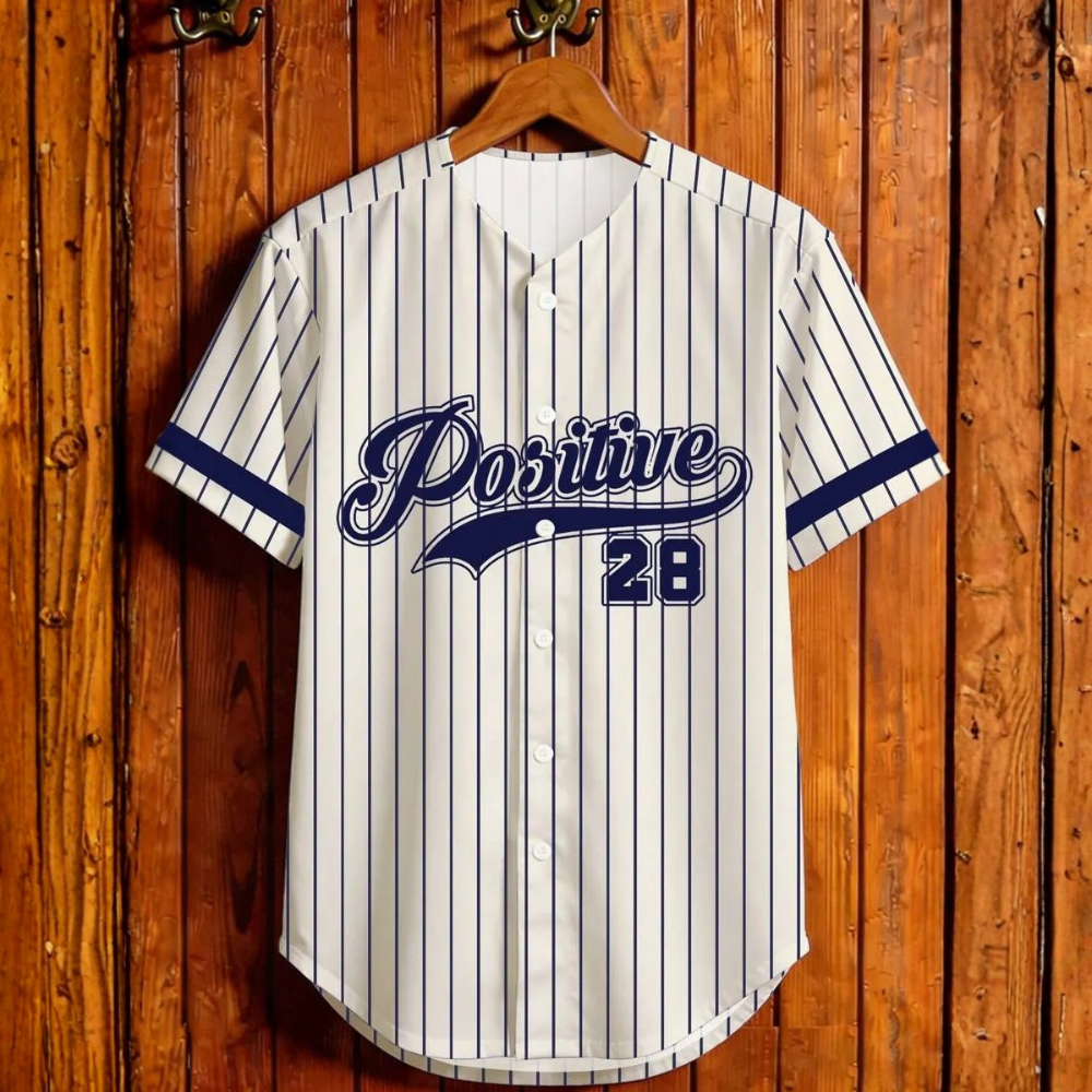 Baseball Jersey Style Print Short Sleeve Shirt For Men