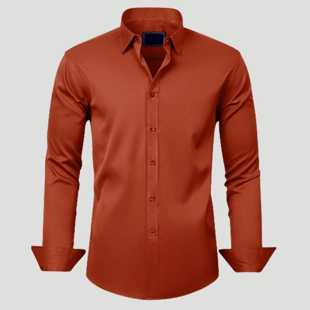 Mens Dress Shirt Solid Long Sleeve WrinkleMen Solid Colored Long Sleeve Shirt - Image 14