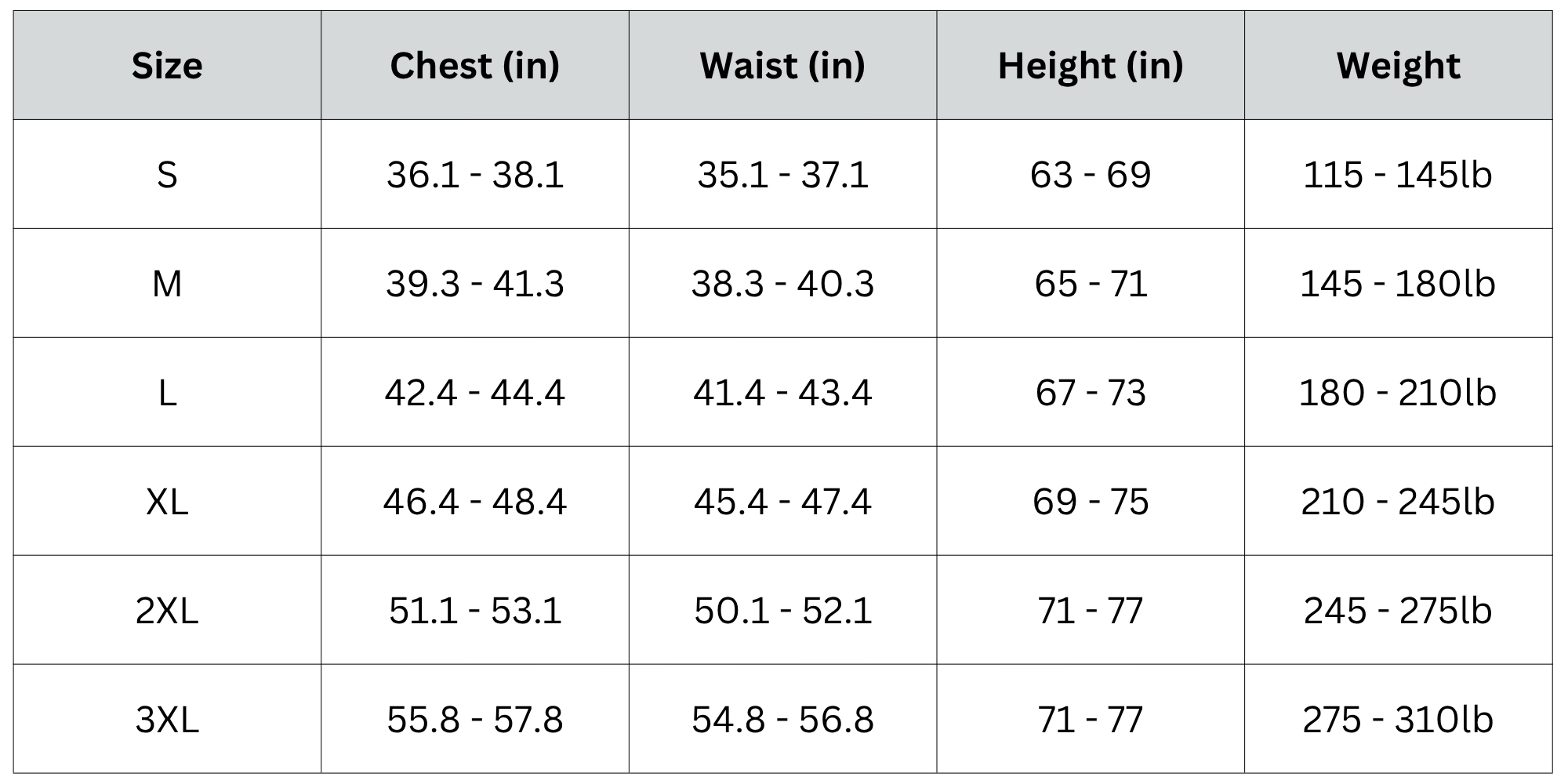 Size Chart